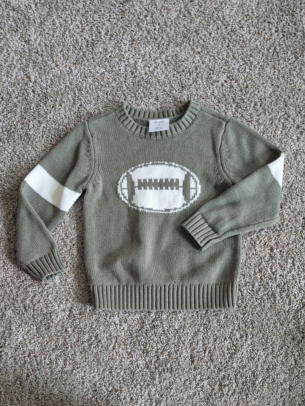 3t Crew Olive Green Football Knit Sweater